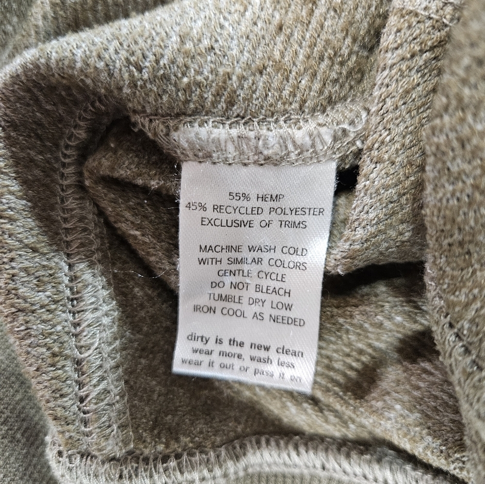 Toad & Co Hemp Blend Zip Hoodie Large Green - Picture 7 of 7